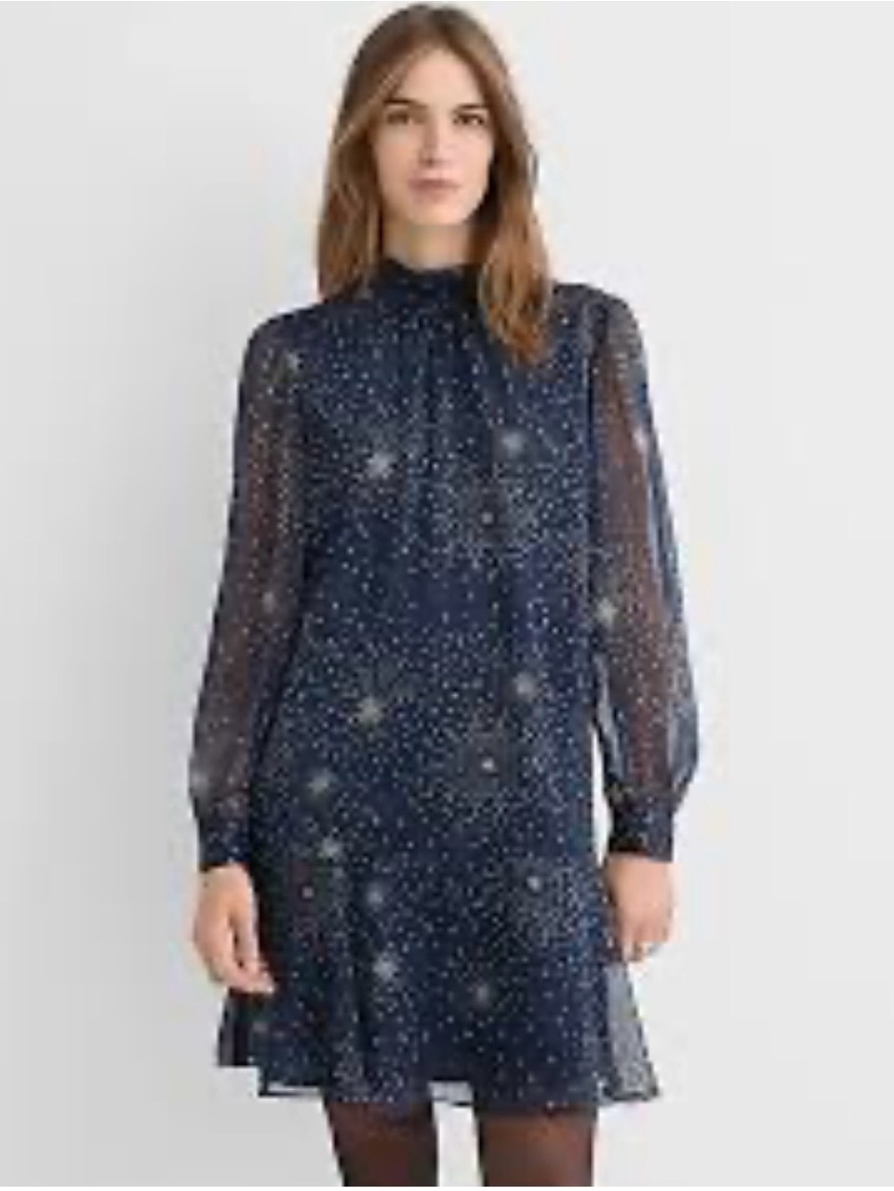 Loft Navy Celestial Print Dress Sz L
